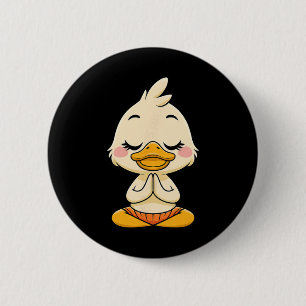 Meditating Duck Inner And Peace Yoga Relaxation  6 Cm Round Badge