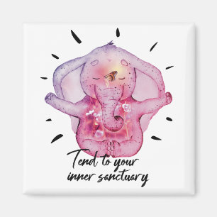 Meditating Elephant. Tend to your inner sanctuary. Magnet