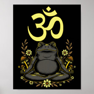Meditating Frog Aum Zen Mindfulness Spiritual Cott Poster