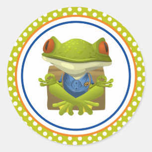 Meditating Frog Classic Round Sticker