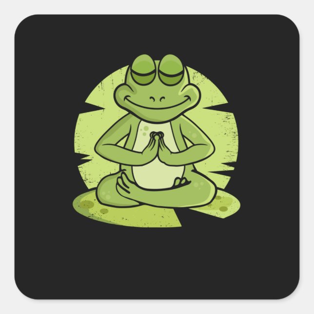 Meditating Frog Lover Men Yoga Gift Meditation Square Sticker (Front)