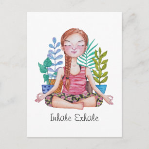 Meditating Girl With Plants Postcard