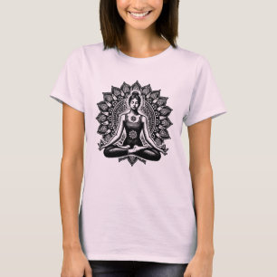 Meditating Girl Yoga Pose Spiritual Wellness Calm  T-Shirt