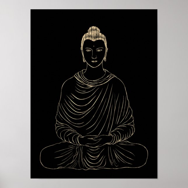 Meditating Golden Buddha Poster (Front)