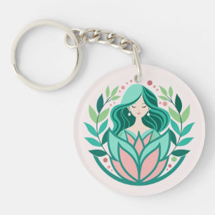 Meditating in the Garden Key Ring