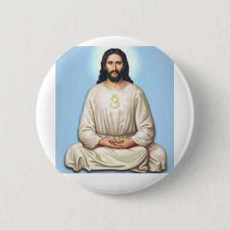 Meditating Jesus with Om 6 Cm Round Badge