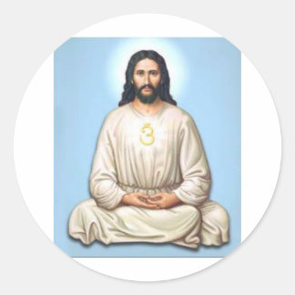 Meditating Jesus with Om Classic Round Sticker