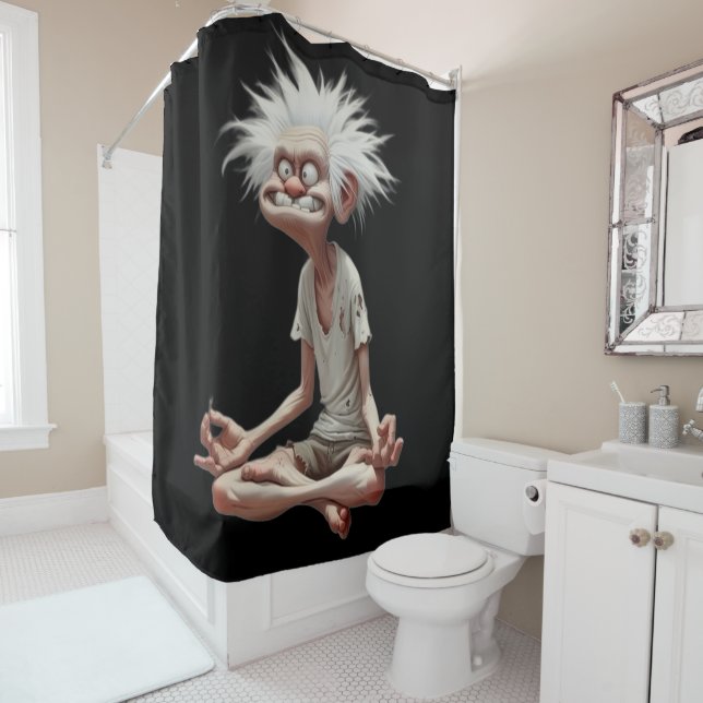 : "Meditating Mad Scientist" Shower Curtain (In Situ)