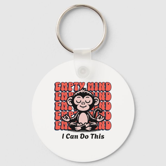 Meditating Monkey Encouragement, Beginner Yoga Med Key Ring (Front)