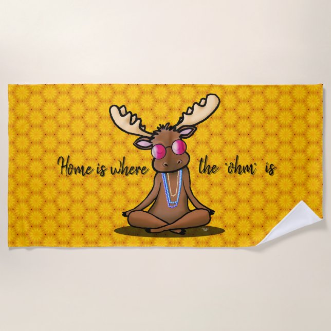 Meditating Moose Boho KiniArt Beach Towel (Front)