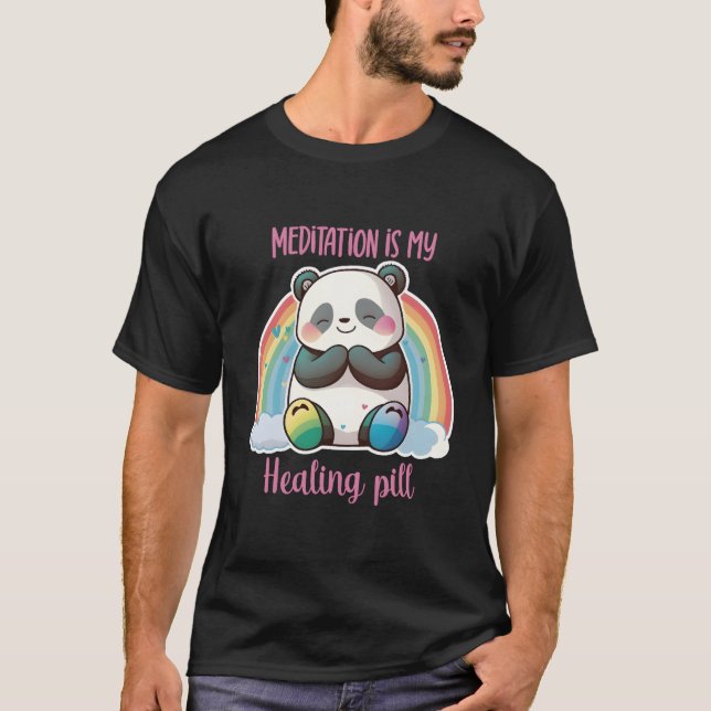 Meditating Panda Bear Yoga Meditating Panda Medita T-Shirt (Front)
