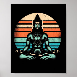 Meditating Rama Vintage Empowering Lord Ram Yoga M Poster