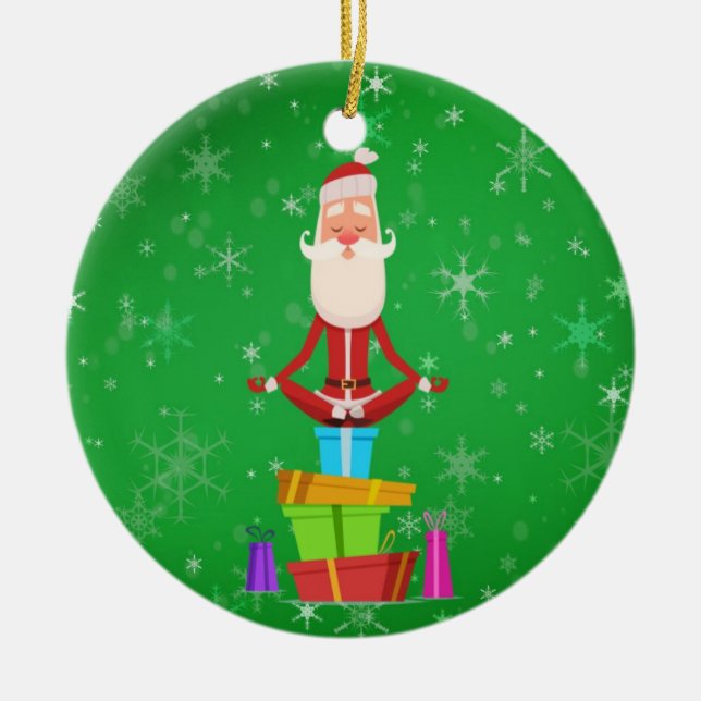 Meditating Santa Christmas Ornament (Front)