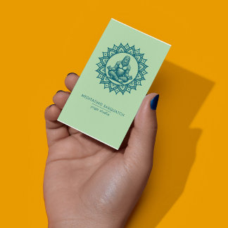 Meditating Sasquatch Yoga Studio QR Code  Business Card