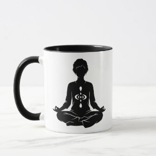 Meditating Silhouette with Mindfulness Symbol Mug