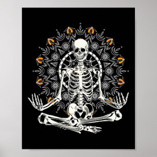 Meditating Skeleton Mandala Yoga Graphic For Hallo Poster