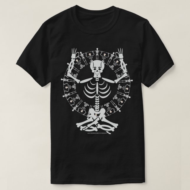 Meditating Skeleton Skull Mindful Loving Kindness  T-Shirt (Design Front)