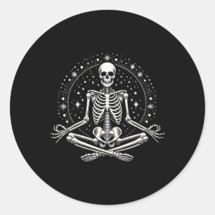 Meditating Skeleton Spooky Skeleton Yoga Halloween Classic Round Sticker