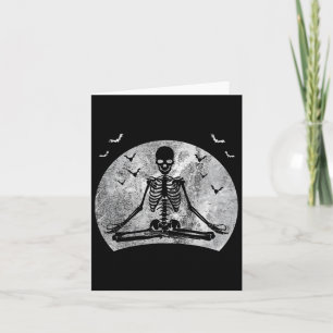 Meditating Skeleton Yoga Lover Halloween Moon Cost Card