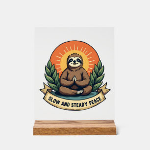 Meditating Sloth Vintage Relaxed Humor Design 2 Acrylic Sign
