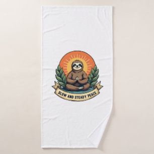 Meditating Sloth Vintage Relaxed Humor Design 2 Bath Towel
