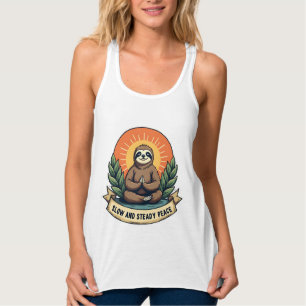 Meditating Sloth Vintage Relaxed Humor Design 2 Singlet