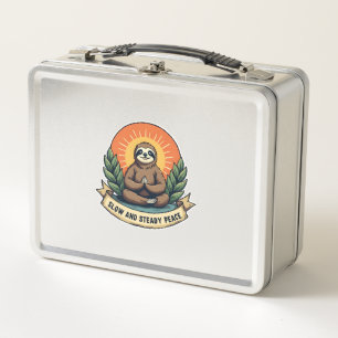Meditating Sloth Vintage Relaxed Humour Design 2 Metal Lunch Box