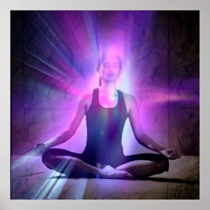 Meditating woman,zen,peaceful,restful,yoga poster