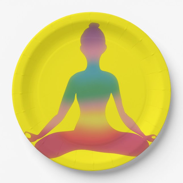 Meditating Yoga Art  Paper Plate (Front)