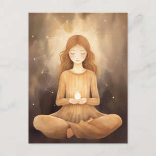 Meditating Yoga Neutral Earth Tones Beige Brown Postcard