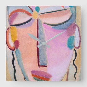 Meditation Alexej von Jawlensky Figurative Art Square Wall Clock