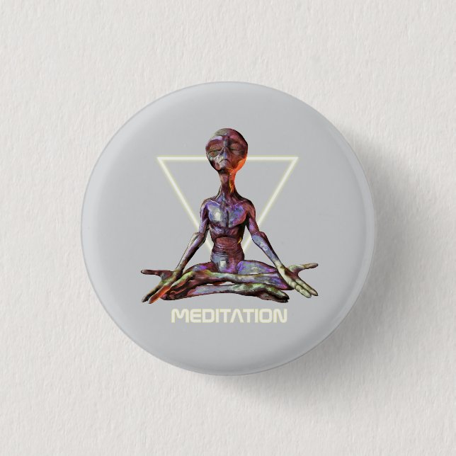 Meditation. Alien in tranquil pose 3 Cm Round Badge (Front)