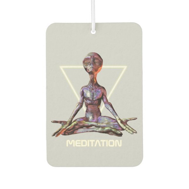 Meditation. Alien in tranquil pose Car Air Freshener (Front)
