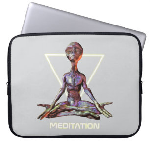 Meditation. Alien in tranquil pose Laptop Sleeve