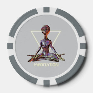 Meditation. Alien in tranquil pose Poker Chips