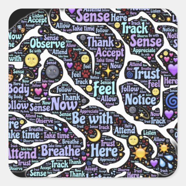 Meditation Body Inspirational Word Art   Square Sticker (Front)