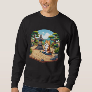 Meditation Bonsai Kitten Lover Japanese Art Cute C Sweatshirt