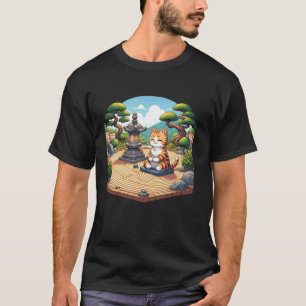 Meditation Bonsai Kitten Lover Japanese Art Cute C T-Shirt