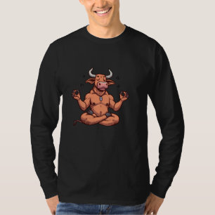 Meditation Bull Yoga Pose Relaxing Animal T-Shirt