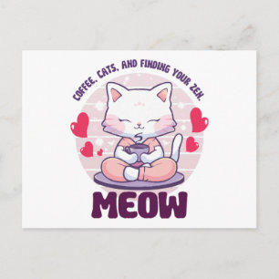 Meditation cat - Kawaii cat Holiday Postcard