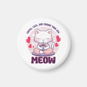 Meditation cat  - Kawaii cat  Magnet