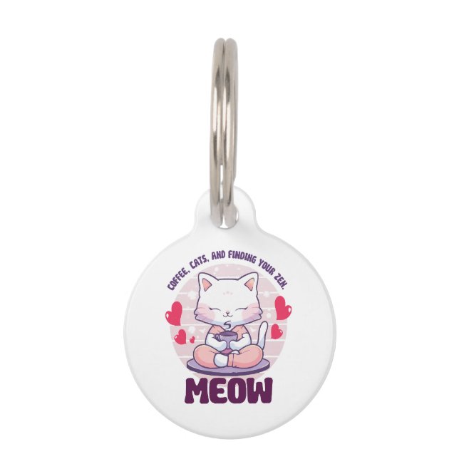 Meditation cat  - Kawaii cat  Pet Tag (Front)