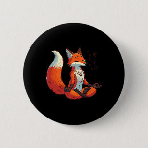 Meditation Fox Yoga Pose Relaxing Animal 6 Cm Round Badge