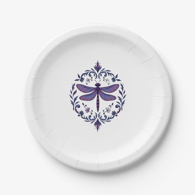 Meditation Fractal Geometry Spiritual Yoga Dragonf Paper Plate (Front)