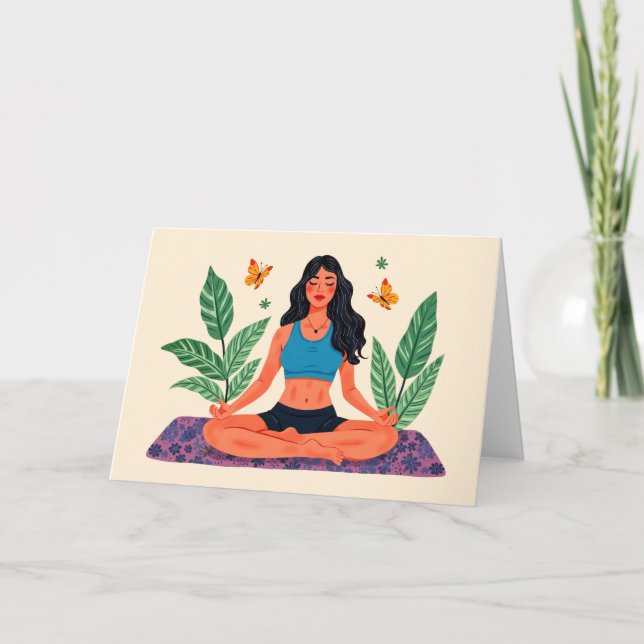 Meditation Girl Thank You Card (Front)