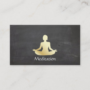 Meditation (gold) Chalkboard background Business Card