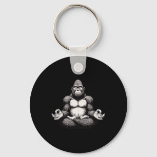 Meditation Gorilla Yoga Pose Relaxing Animal Key Ring