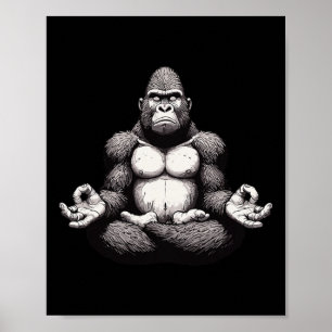 Meditation Gorilla Yoga Pose Relaxing Animal  Poster