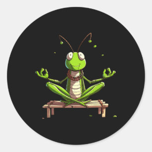 Meditation Grhopper Yoga Pose Relaxing Animal _1 Classic Round Sticker