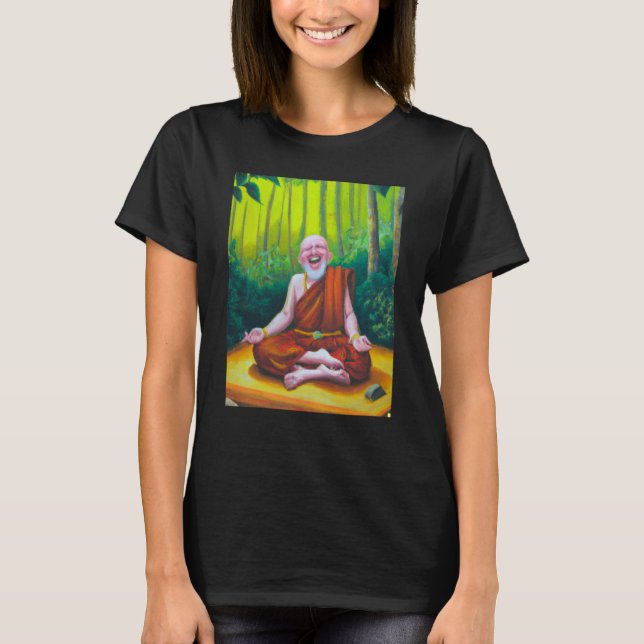 Meditation Guru Laughing Zen Buddha Meditation T-Shirt (Front)